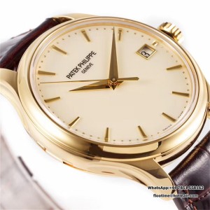 ZF A324SC Calatrava 5227 39mm RG White Dial Black Leather Strap - Image 6