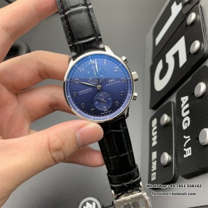 ZF A7750 IWC Portugieser Chrono 41mm IW371491 Blue Dial Black Leather Strap - Image 3