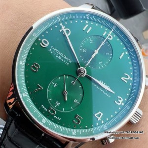 ZF A7750 IWC Portugieser Chrono 41mm IW371615 Green Dial Black Leather Strap - Image 4