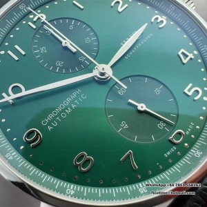 ZF A7750 IWC Portugieser Chrono 41mm IW371615 Green Dial Black Leather Strap - Image 5