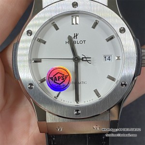 APSF A1110 Classic Fusion 42mm White Dial Black Leather Strap - Image 3