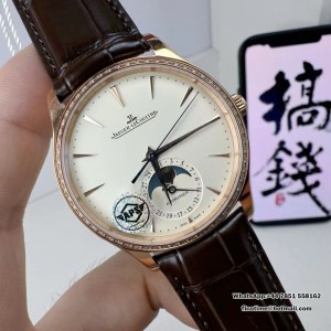 APSF A925 Master Ultra Thin Moon 39mm Diamond Bezel RG White Dial Brown Leather Strap - Image 3