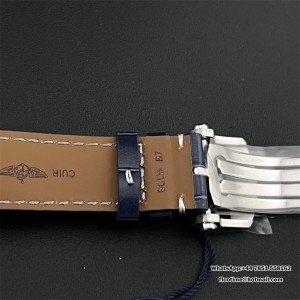 BLSF A7750 Breitling Chrono 42mm PREMIER B01 Blue Dial Blue Leather Strap - Image 4