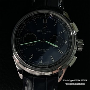 BLSF A7750 Breitling Chrono 42mm PREMIER B01 Blue Dial Blue Leather Strap - Image 8