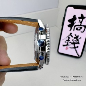 BLSF A7750 Breitling Chrono 43mm NAVITIMER B01 Black/White Dial Black Leather Strap - Image 5