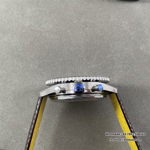 BLSF A7750 Breitling Chrono 43mm NAVITIMER B01 White Dial Brown Leather Strap - Image 7