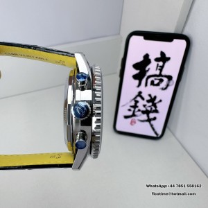 BLSF A7750 Breitling Chrono 43mm NAVITIMER B01 Ice Blue/Black Dial Black Leather Strap - Image 5