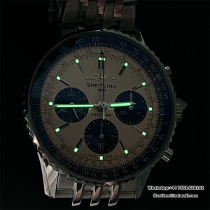 BLSF A7750 Breitling Chrono 43mm NAVITIMER B01 Champagne/Black Dial SS Bracelet - Image 9