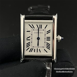 AF Quartz Tank Must 33.7x25.5mm  White Dial Black Leather Strap - Image 1