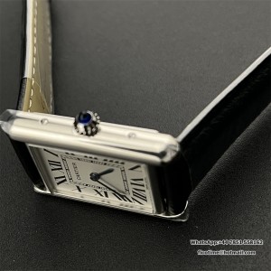 AF Quartz Tank Must 33.7x25.5mm  White Dial Black Leather Strap - Image 3