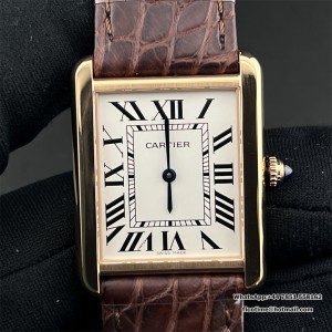 AF Quartz Tank Solo 27.4mm RG Brown Leather White Dial - Image 1