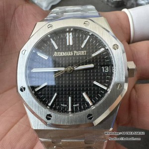 Royal Oak 15510 SS TOP 1:1 Best Edition Black Dial on SS Bracelet SA4302 Super Clone - Image 3