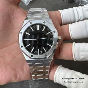 Royal Oak 15510 SS TOP 1:1 Best Edition Black Dial on SS Bracelet SA4302 Super Clone - Image 9