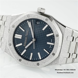 Royal Oak 41mm 15510 Frosted SS APSF 1:1 Best Edition Blue Textured Dial on SS Bracelet SA4302 Super Clone - Image 9
