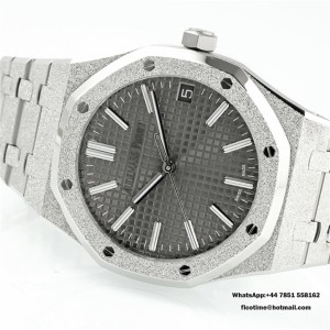 Royal Oak 41mm 15510 Frosted SS APSF 1:1 Best Edition Grey Textured Dial on SS Bracelet SA4302 Super Clone - Image 3