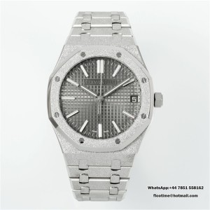 Royal Oak 41mm 15510 Frosted SS APSF 1:1 Best Edition Grey Textured Dial on SS Bracelet SA4302 Super Clone - Image 4
