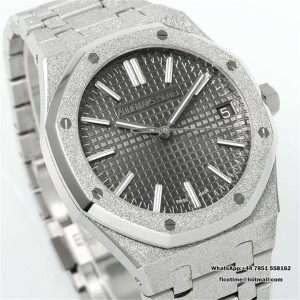 Royal Oak 41mm 15510 Frosted SS APSF 1:1 Best Edition Grey Textured Dial on SS Bracelet SA4302 Super Clone - Image 7