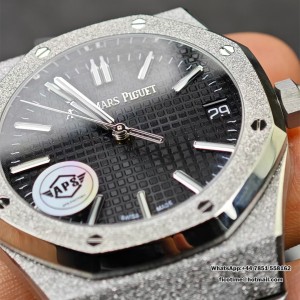 Royal Oak 41mm 15510 Frosted SS APSF 1:1 Best Edition Black Textured Dial on SS Bracelet SA4302 Super Clone - Image 5