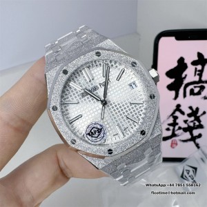 Royal Oak 41mm 15510 Frosted SS APSF 1:1 Best Edition White Textured Dial on SS Bracelet SA4302 Super Clone - Image 3