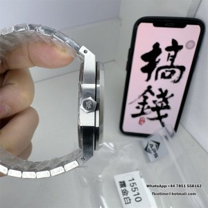 Royal Oak 41mm 15510 Frosted SS APSF 1:1 Best Edition White Textured Dial on SS Bracelet SA4302 Super Clone - Image 5