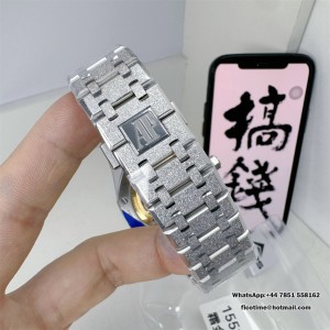 Royal Oak 41mm 15510 Frosted SS APSF 1:1 Best Edition White Textured Dial on SS Bracelet SA4302 Super Clone - Image 6