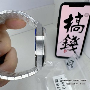 Royal Oak 41mm 15510 Frosted SS APSF 1:1 Best Edition White Textured Dial on SS Bracelet SA4302 Super Clone - Image 7