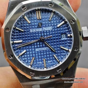 Royal Oak 37mm 15450 SS ZF 1:1 Best Edition Blue Textured Dial on SS Bracelet SA3120 Super Clone - Image 9