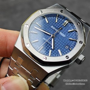 Royal Oak 37mm 15450 SS ZF 1:1 Best Edition Blue Textured Dial on SS Bracelet SA3120 Super Clone - Image 3