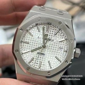 Royal Oak 37mm 15450 SS ZF 1:1 Best Edition White Textured Dial on SS Bracelet SA3120 Super Clone - Image 3