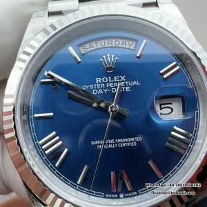 DayDate 40 228239 VSF 1:1 Best Edition Blue Roman Dial on President Bracelet VS3255 V2(Gain Weight) - Image 8