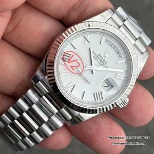 DayDate 40 228239 VSF 1:1 Best Edition White Roman Dial on President Bracelet VS3255 V2(Gain Weight) - Image 7