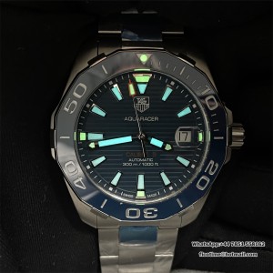Aquaracer 41mm OF 1:1 Best Edition Blue Dial Red Hand on SS Bracelet SW200 - Image 9