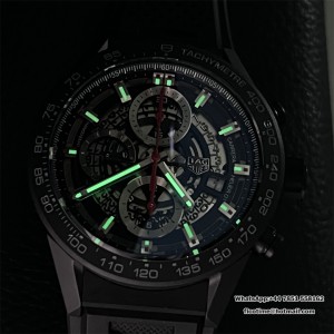 Calibre Heuer 01 Chrono 43mm SS XF 1:1 Best Edition Skeleton Dial Red Hand on SS Bracelet A1887 - Image 9