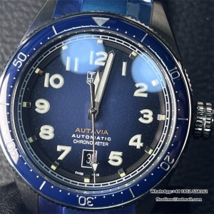 Autavia SS 42mm OF 1:1 Best Edition Blue Dial Blue Ceramic Bezel on SS Bracelet SW200 - Image 4