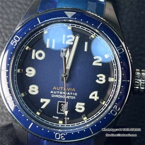 Autavia SS 42mm OF 1:1 Best Edition Blue Dial Blue Ceramic Bezel on SS Bracelet SW200 - Image 8