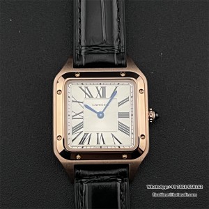 F1F Swiss Quartz Santos Dumont 38*27.5 mm RG White Dial Black Leather Strap - Image 3