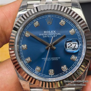 DateJust 41 126334 904L SS VSF 1:1 Best Edition Blue Dial Diamond Marker On Jubilee Bracelet DD3235 - Image 4