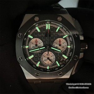 Royal Oak Offshore 26420 SS Ceramic Bezel APSF 1:1 Best Edition Black/Silver Dial on Black Rubber Strap SA4401 Super Clone - Image 9