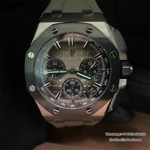 Royal Oak Offshore 26420 SS Ceramic Bezel APSF 1:1 Best Edition Smoked Dial on Gray Rubber Strap SA4401 Super Clone - Image 9