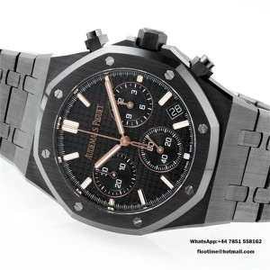 Royal Oak Chrono 26240 Black Ceramic V2 APSF 1:1 Best Edition Black Dial On Ceramic Bracelet Super Clone SA4401 (Free Sprung) - Image 5