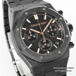 Royal Oak Chrono 26240 Black Ceramic V2 APSF 1:1 Best Edition Black Dial On Ceramic Bracelet Super Clone SA4401 (Free Sprung) - Image 6