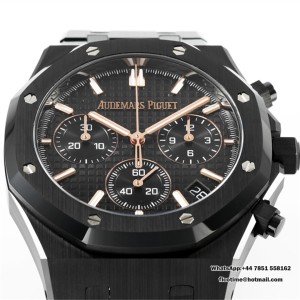 Royal Oak Chrono 26240 Black Ceramic V2 APSF 1:1 Best Edition Black Dial On Ceramic Bracelet Super Clone SA4401 (Free Sprung) - Image 9