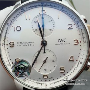 Portugieser Chrono IW371604 APSF 1:1 Best Edtion White/YG Dial on Black Leather Strap DD69355 Super Clone - Image 7