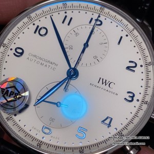 Portugieser Chrono IW371605 APSF 1:1 Best Edtion White/Blue Dial on Blue Leather Strap DD69355 Super Clone - Image 4