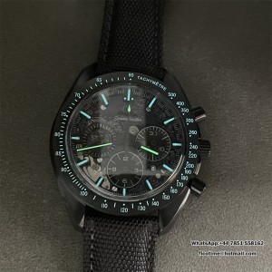 Speedmaster SMF 1:1 Best Edition Black Dial On Black Nylon Strap A3861 - Image 9