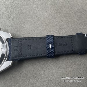 Speedmaster Professional Snoopy SS SMF 1:1 Best Edition Silver Dial Blue Marker On Blue Nylon Strap A3861(Free SS Bracelet) - Image 5