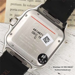 AF Santos Medium 35mm White Dial MY9015 Black Leather Strap - Image 4