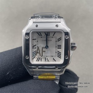 Santos de Cartier 27mm SS AF 1:1 Best Edition White Dial on SS SmartLinks Bracelet MIYOTA 9015 - Image 1
