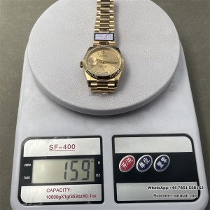 DayDate 36  QF Gold Dial Sticker Marker  on President Bracelet A2836 V2 (Gain Weight) - Image 9