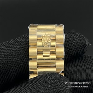 DayDate 36  QF Green Dial Roma Marker  on YG President Bracelet A2836 V2 (Gain Weight) - Image 6